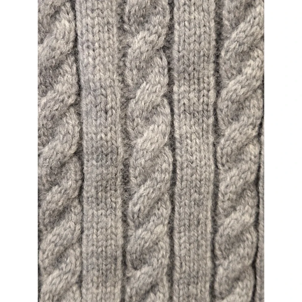 UGG Australia Heather Gray Cable Knit Scarf Soft Winter Wrap Logo Patch